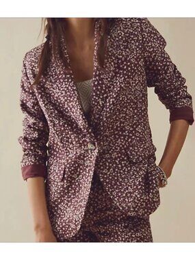 Free People Maggie Floral Linen Blazer Sz 6 NWT